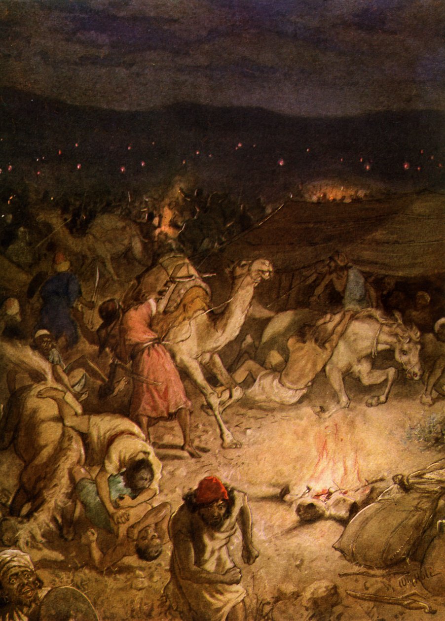 Gideão no acampamento dos midianitas - Bíblia de William Brassey Hole