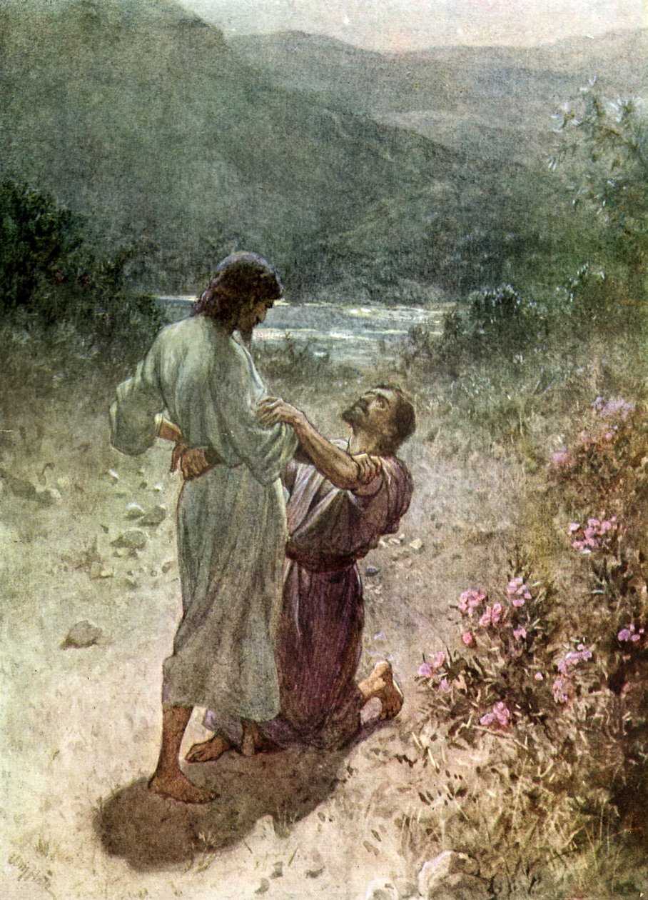 Jacó e o anjo em Peniel - Bíblia de William Brassey Hole