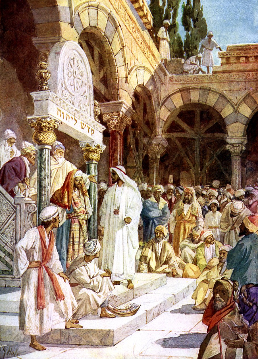 Jesus é desafiado por padres e escribas - Bíblia de William Brassey Hole