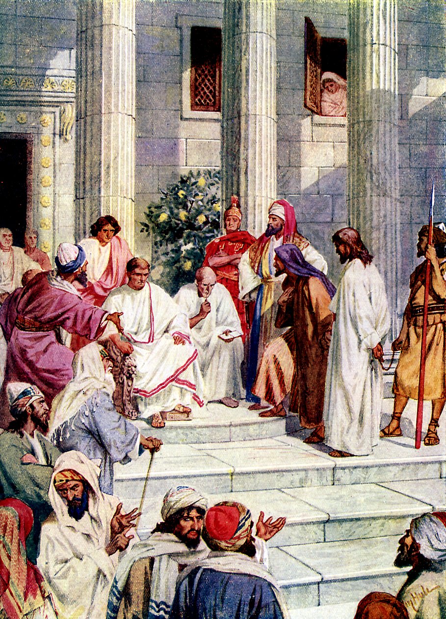 Jesus é levado a Pôncio Pilatos - Bíblia de William Brassey Hole