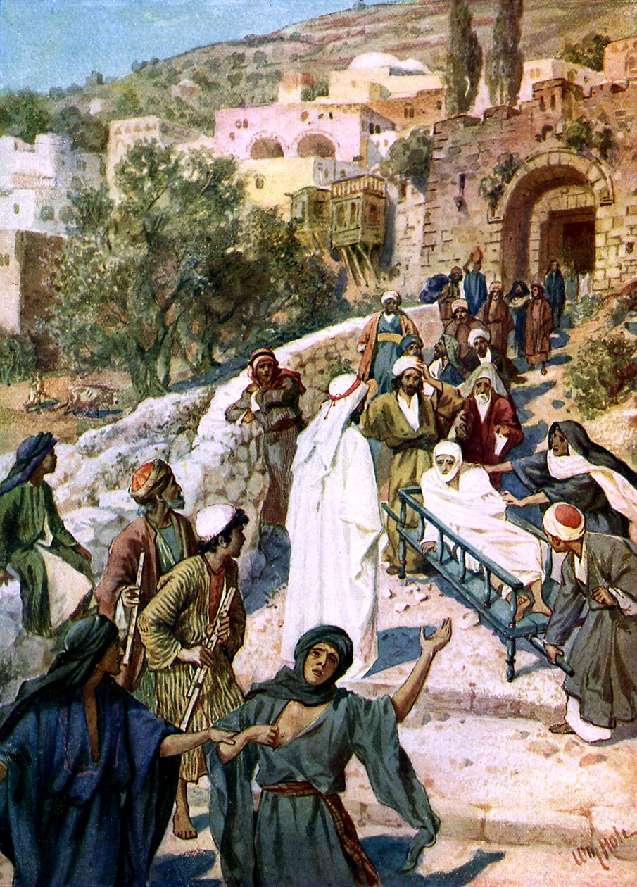 Jesus cria o filho da viúva de Naim - Bíblia de William Brassey Hole