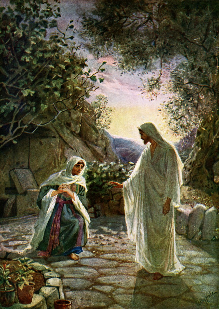 Maria Madalena fala ao Jesus ressuscitado - Bíblia de William Brassey Hole