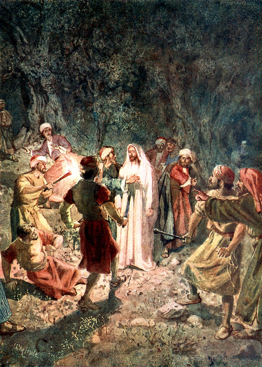 Soldados dos fariseus apreendem Jesus - Bíblia de William Brassey Hole