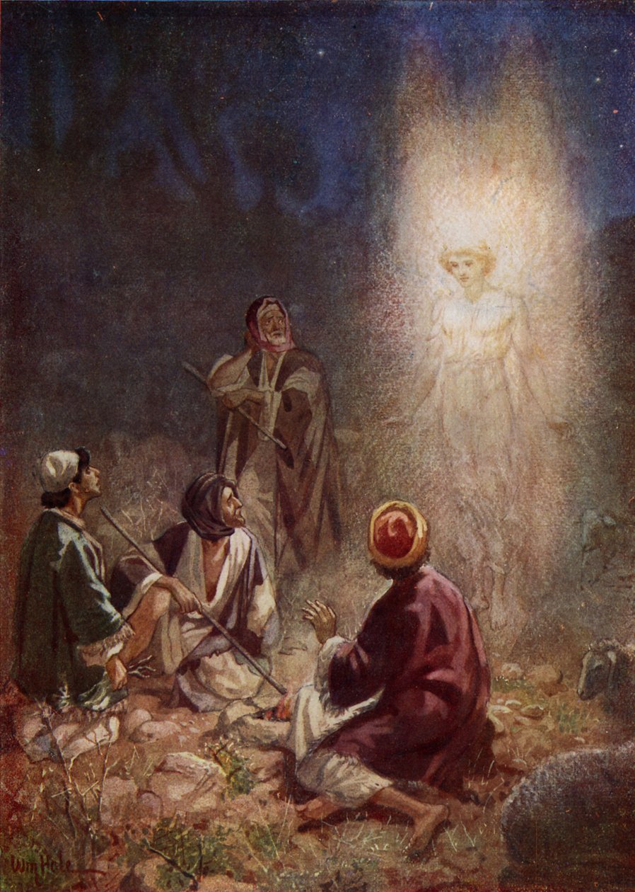 O Anjo do Senhor aparece aos pastores - Bíblia de William Brassey Hole