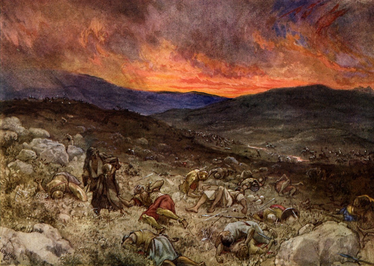 A morte de Saul em Gilboa - Bíblia de William Brassey Hole