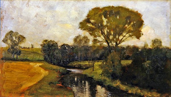 Um fluxo silencioso (óleo a bordo) de William Bright Morris