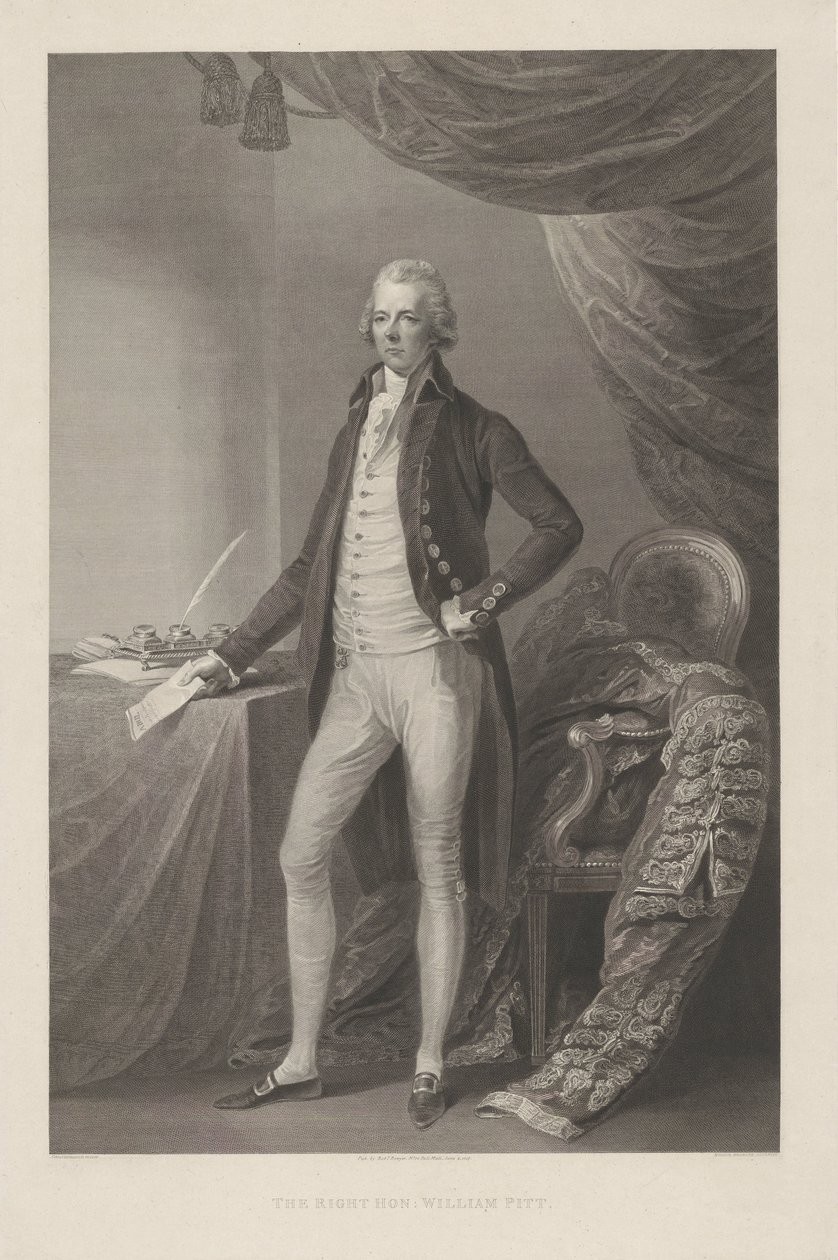 Portret van William Pitt
O Honorário Direito William Pitt (título sobre o objecto) de William Bromley (I)