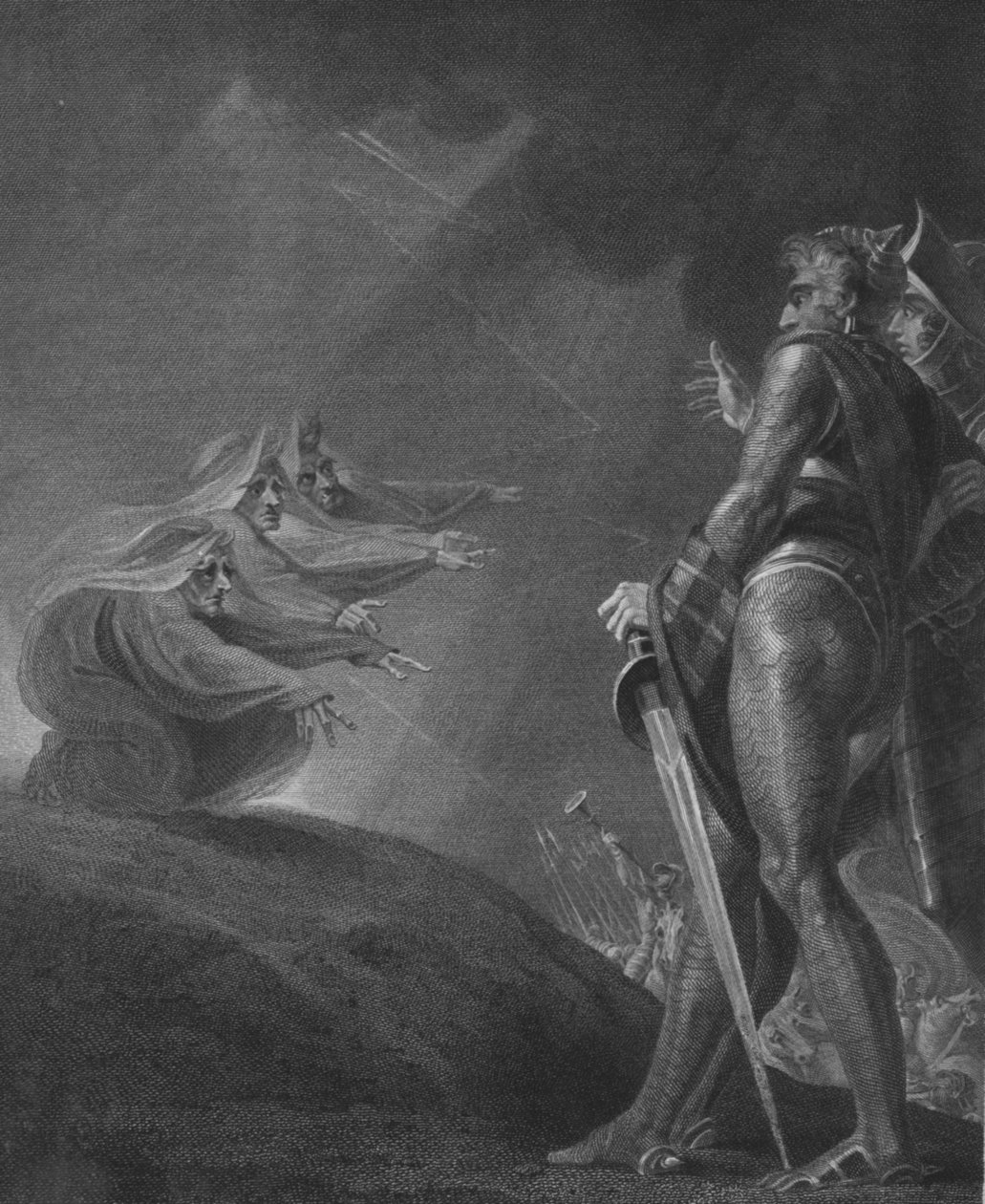As bruxas aparecem em Macbeth e Banquo, c1820 de William Bromley