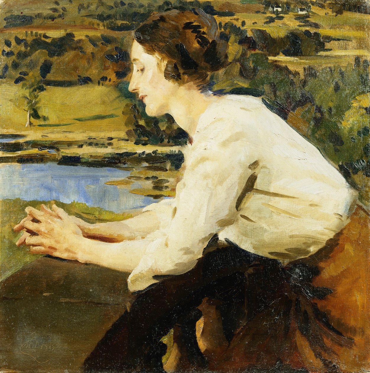 Mulher jovem em uma varanda de William Bruce Ellis Ranken