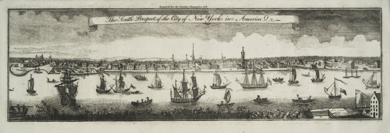 A perspectiva sul da cidade de Nova York, na América do Norte, 1761 de William Burgis