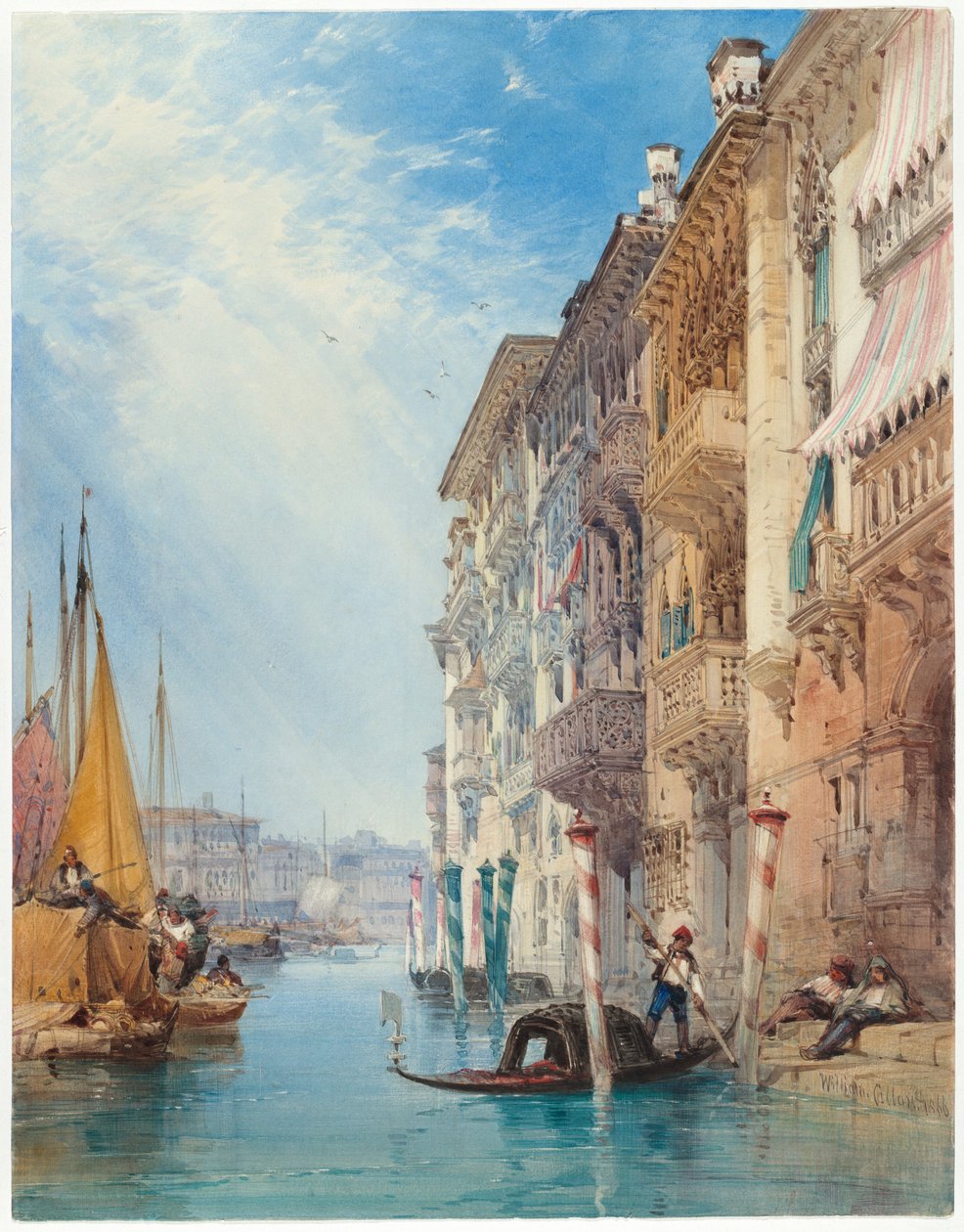 Uma gôndola no Grand Canal, Veneza de William Callow