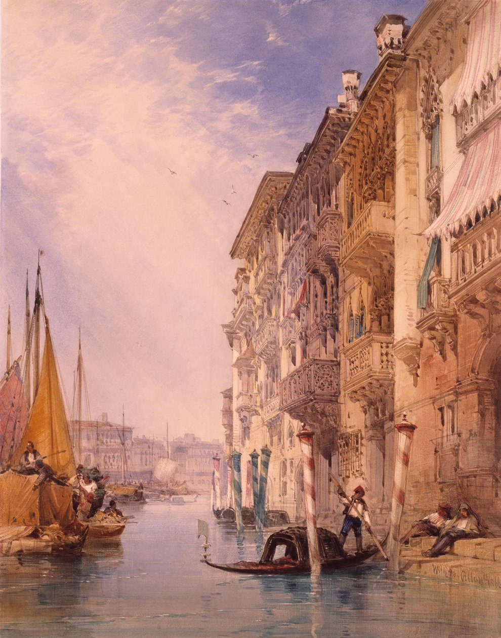 Uma gôndola no Grande Canal, Veneza de William Callow