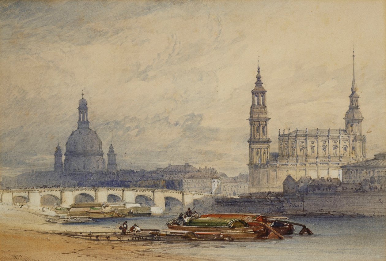 Dresden do rio Elba, 1853 de William Callow