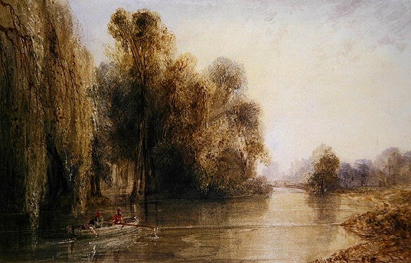 Números Remo em um rio francês de William Callow