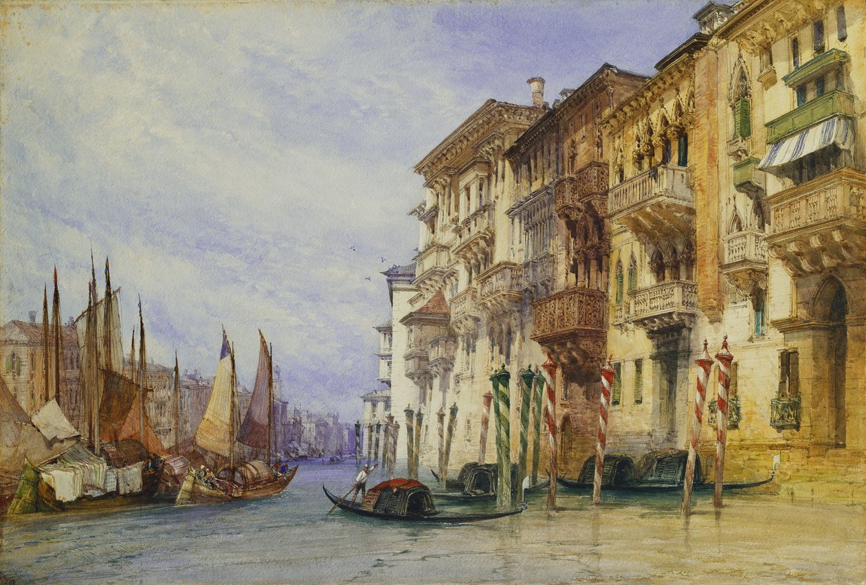 Palácios perto da entrada do Grande Canal, Veneza, 1898 de William Callow
