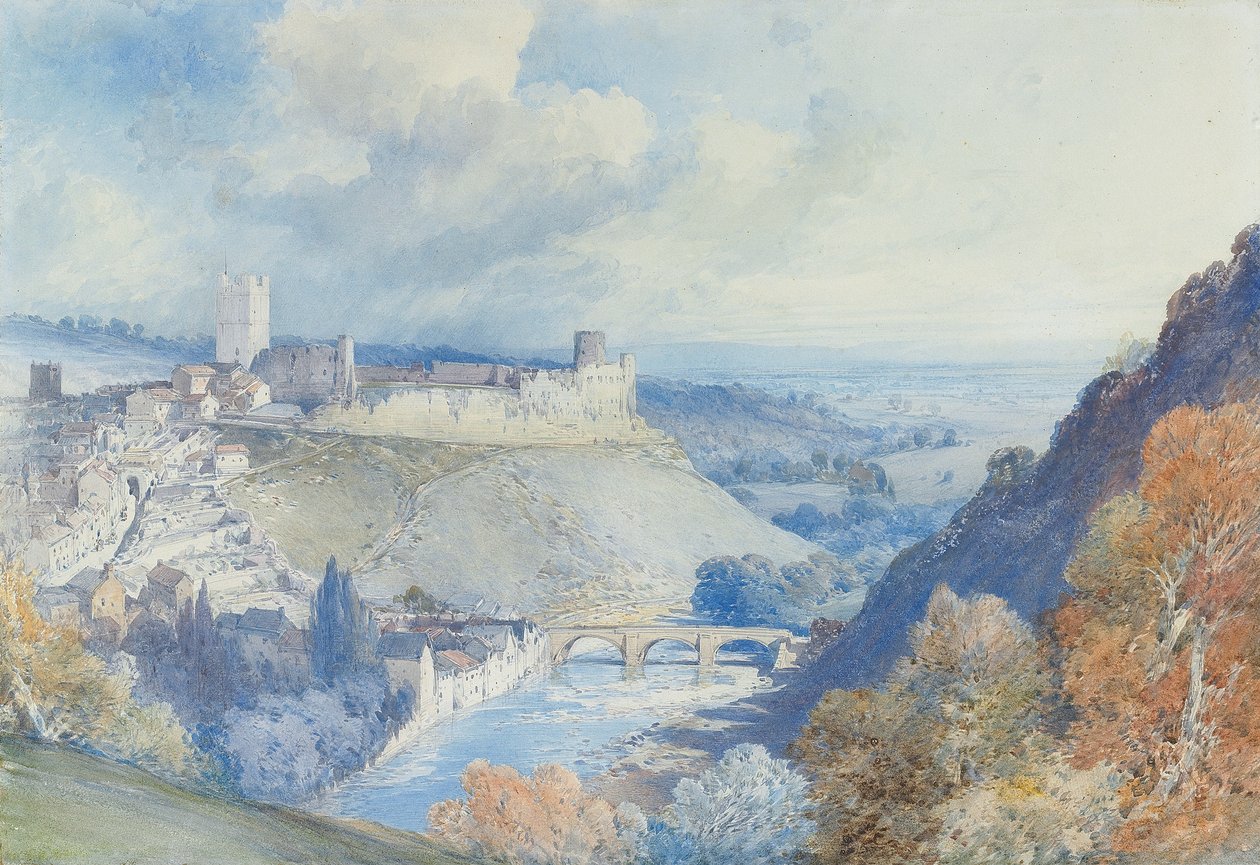 Castelo e cidade de Richmond, Yorkshire de William Callow