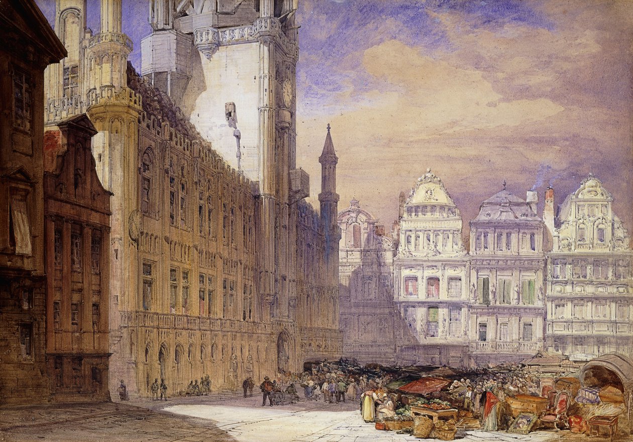 O Hotel de Ville, Bruxelas, 1856 de William Callow