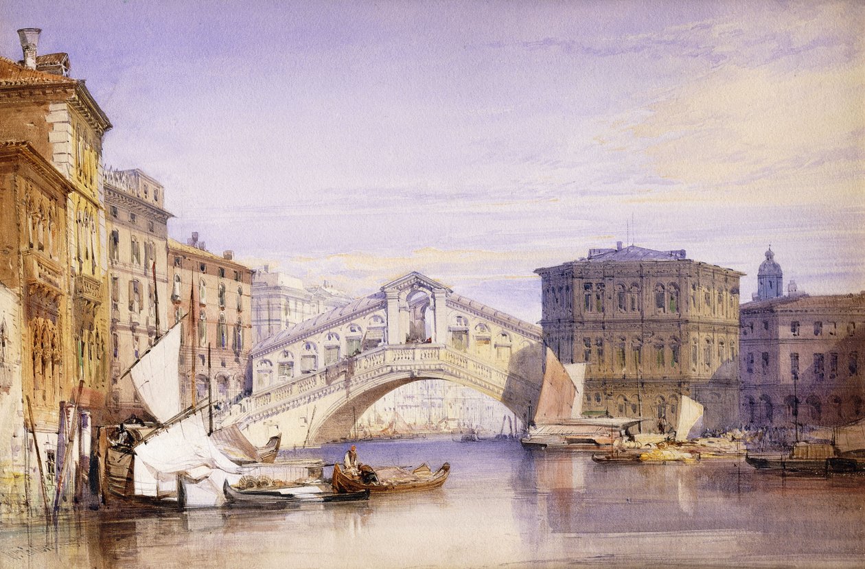 O Rialto do Grande Canal, 1852 de William Callow