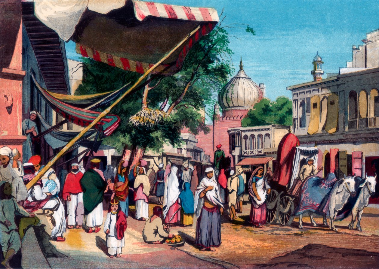 Uma rua na parte de trás de Jami Masjid, Delhi, Índia, 1857. de William Carpenter