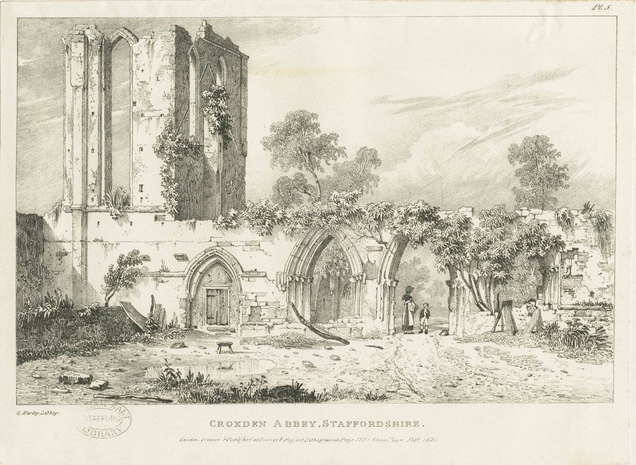 Abadia de Croxden: gravura, nd [1821] (impressão) de William Carter