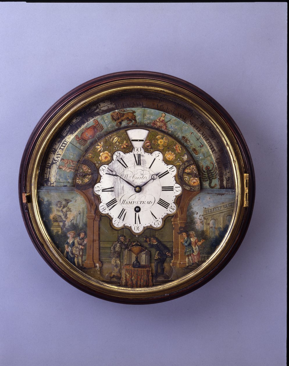 Relógio com mostrador, final do século 19, mostrador c.1770 (mogno) de William Carter