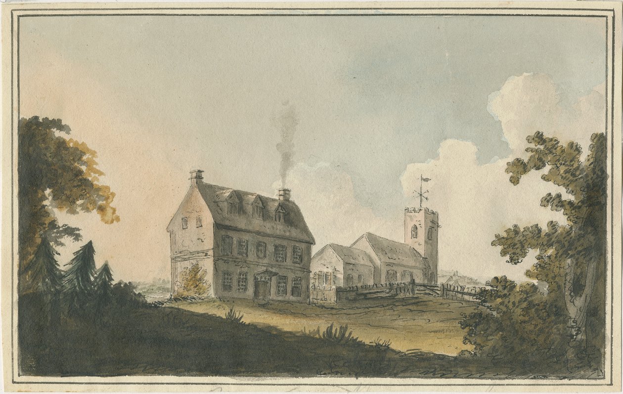 Igreja de Edingale: pintura em aquarela, nd [c 1790] de William Carter