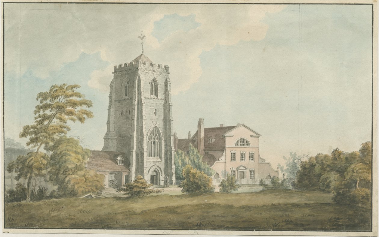 Ranton Abbey [Priory]: pintura em aquarela, nd [final do século XVIII] de William Carter