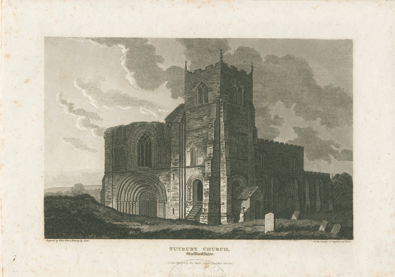 Tutbury Priory Church: gravura, nd [c 1812] (imprimir) de William Carter