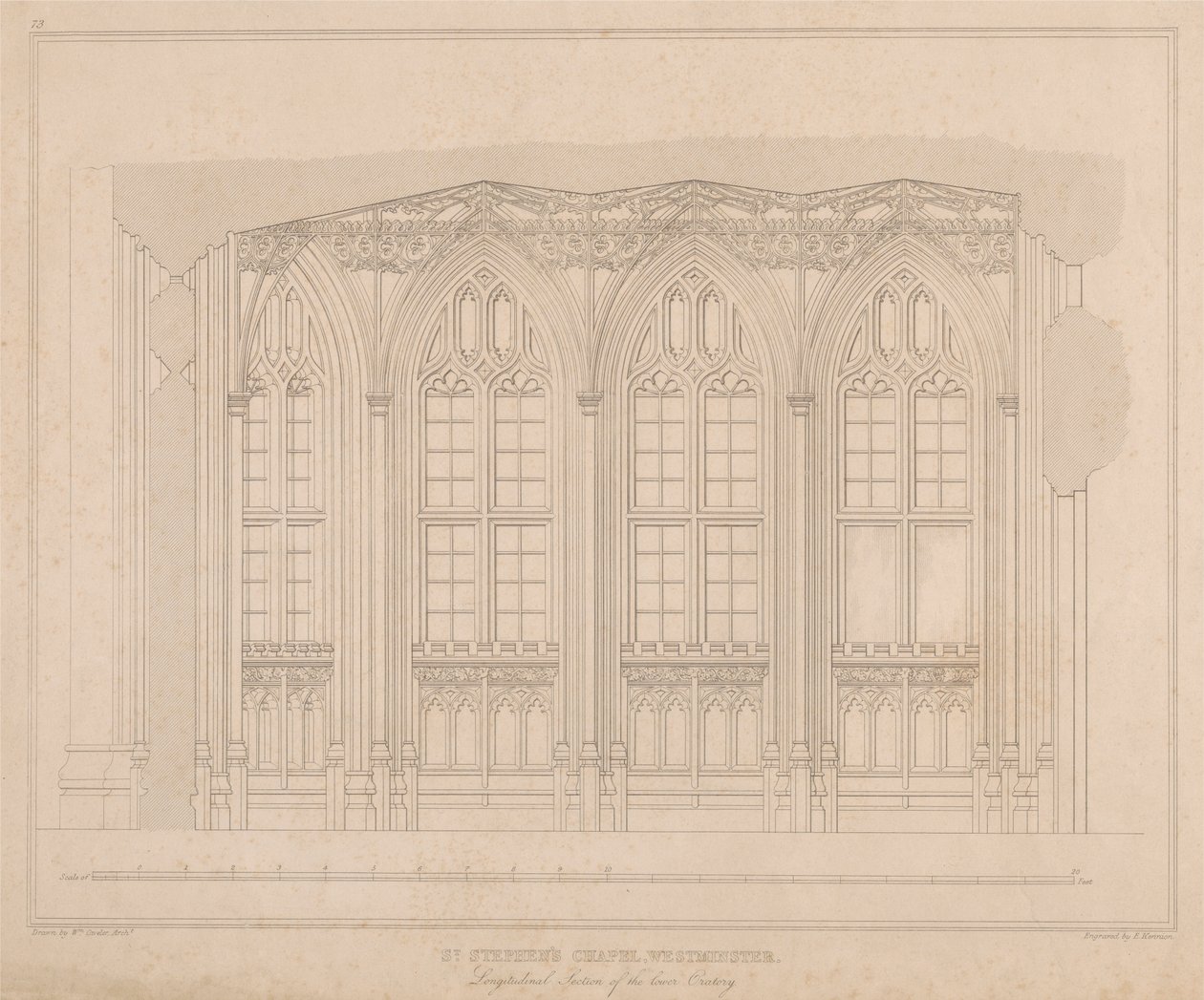 Capela de Santo Estêvão, Westminster - Secção Longitudinal do oratório inferior de William Caveler
