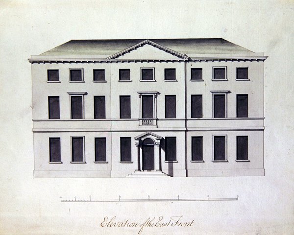 Design para Enville Hall em Staffordshire, c.1770 (caneta e tinta com lavagens cinzentas azuis) de William Chambers