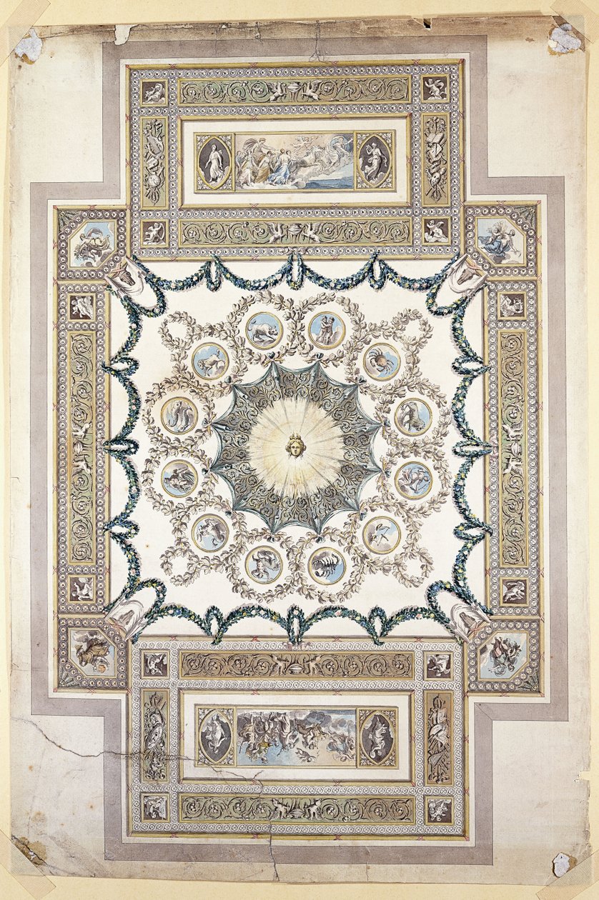 Projeto para o teto da biblioteca na Abadia de Woburn, de William Chambers