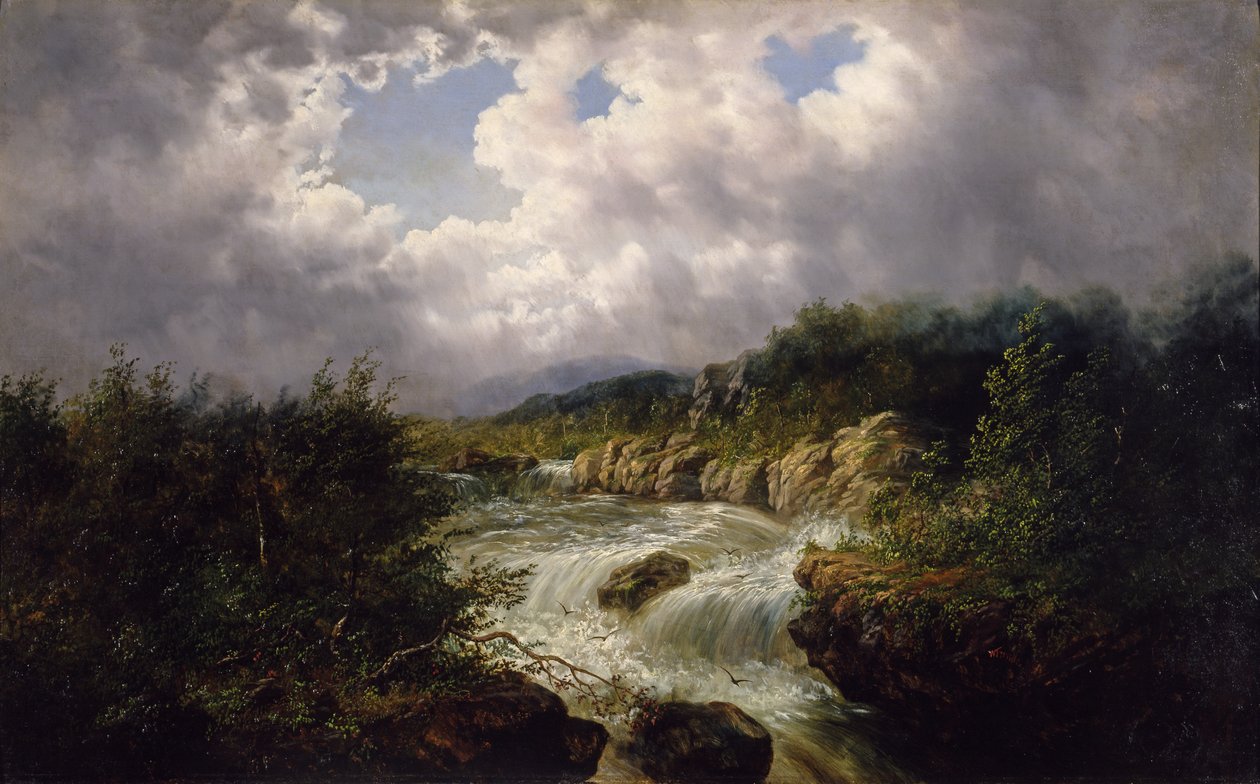 As Cataratas de Tamahaka, Condado de Cherokee, Carolina do Norte, c.1860-70 (óleo sobre tela) de William Charles Anthony Frerichs