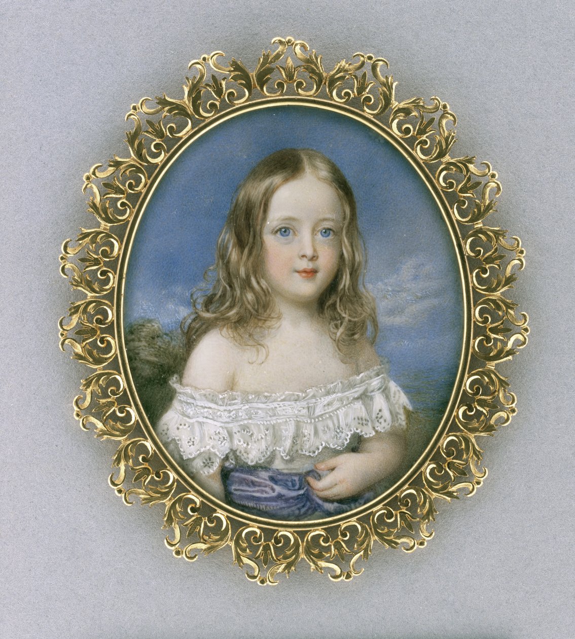 Caroline Holland, c.1840 (aquarela sobre marfim, dourado, veludo, seda e vidro) de William Charles Ross