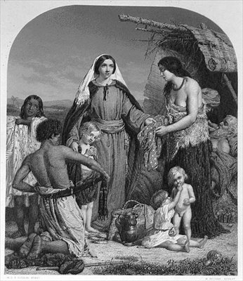 As esmolas de Dorcas, gravadas por H. Bourne (gravura) de William Charles Thomas (after) Dobson