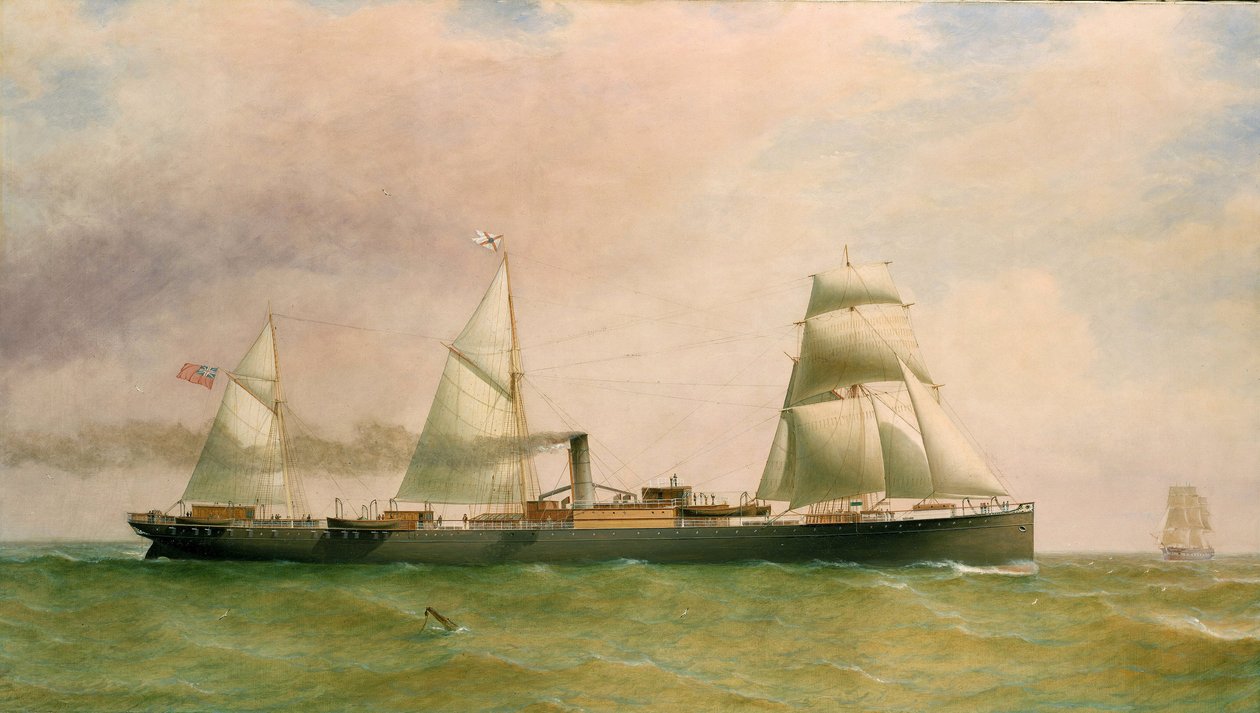 O navio de três mastros e vapor "Dorunda", com a bandeira da British Indian Steamers Association, que data de 1873, o Dorunda, construído em 1875, foi utilizado para transportar passageiros na Austrália e foi afundado na costa portuguesa em 1894 de William Clark