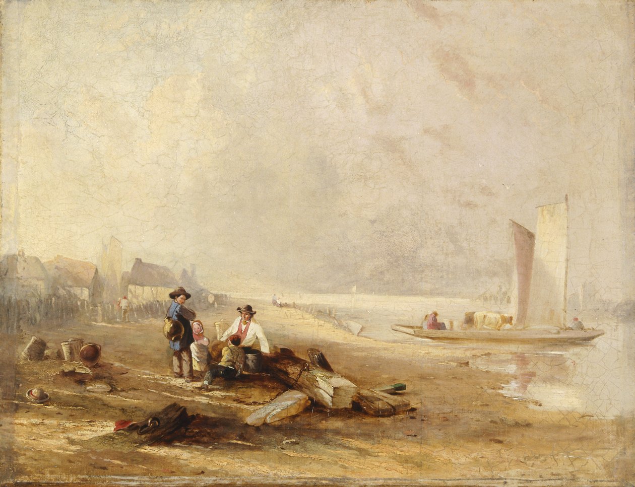 Uma margem de rio (óleo sobre tela) de William Clarkson Stanfield