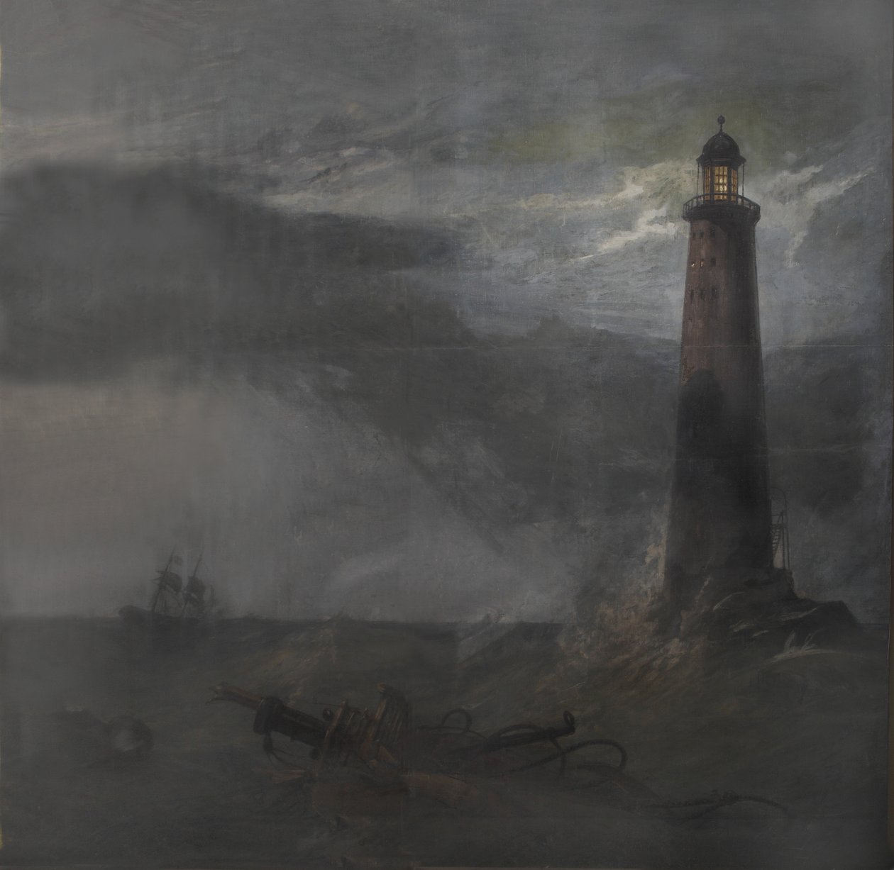 Ato de queda para The Lighthouse, 1855 (guache sobre tela) de Clarkson Frederick Stanfield