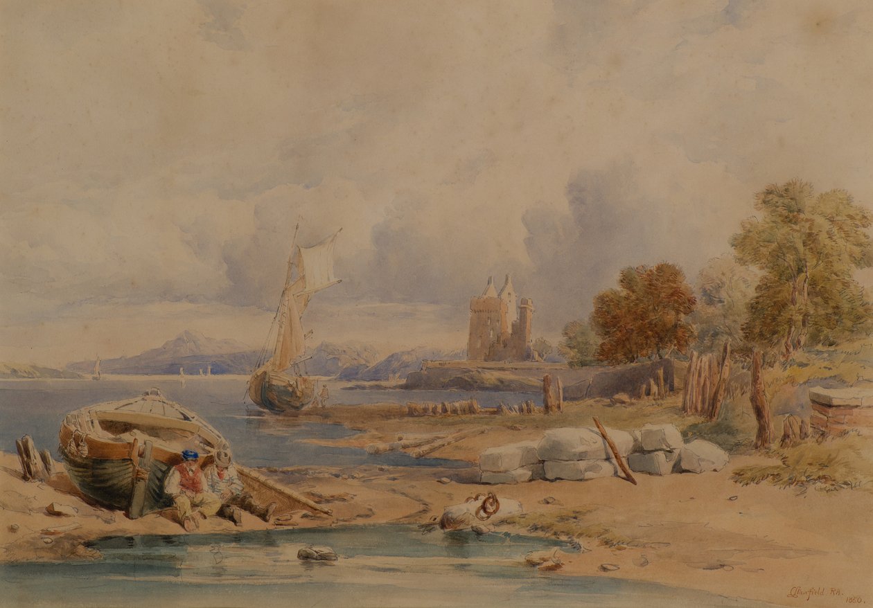 Castelo Barnbougle perto de Crammond on the Forth de Clarkson Frederick Stanfield