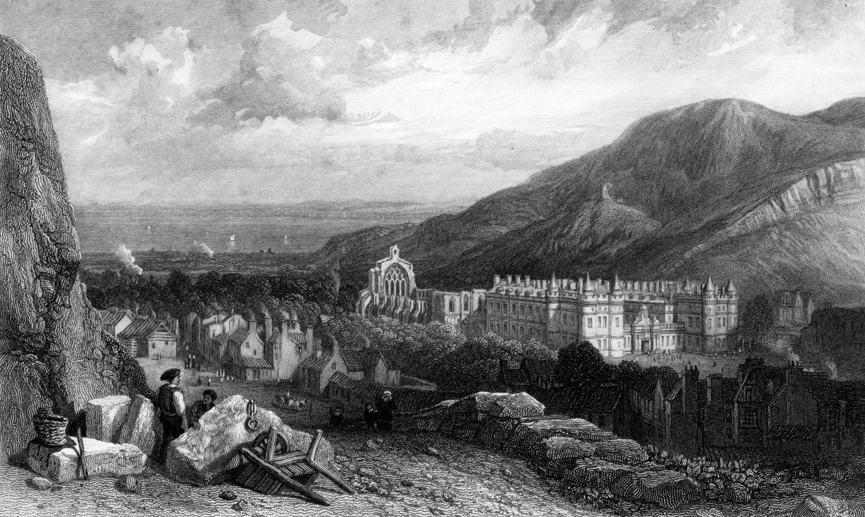 Holyrood do Calton-Hill, gravado por William Miller, 1842 de Clarkson Frederick Stanfield