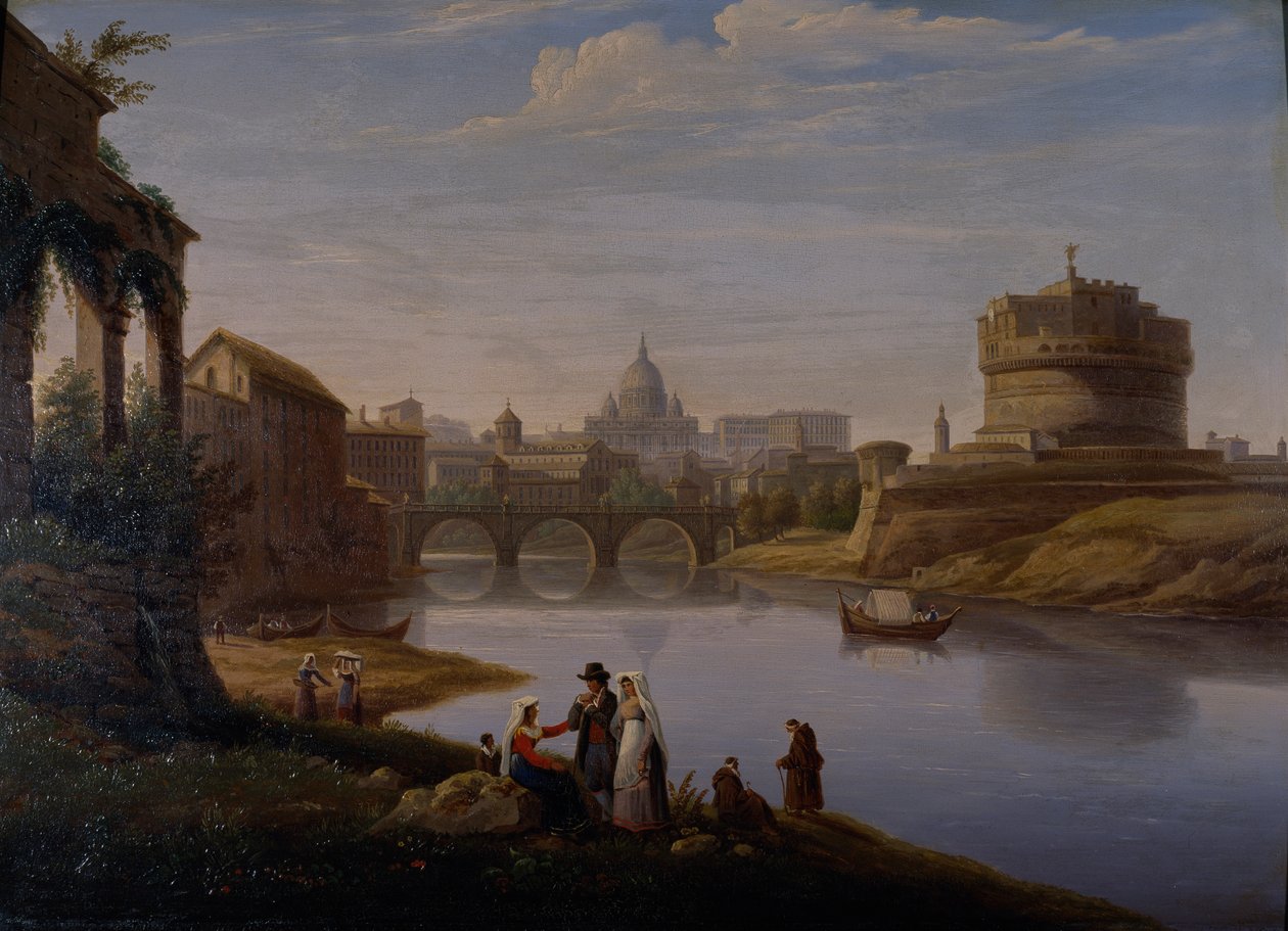 Uma Vista de São Pedro com a Ponte e Castel Sant
