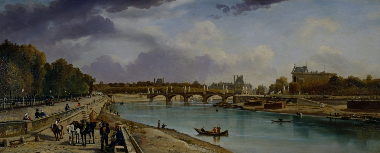 The Seine Below Paris, c.1825-35 (óleo sobre painel) de William Cowen