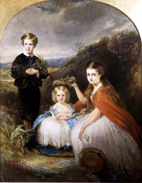 Retrato das Crianças Middleton: Jessie Caroline (Colla) (b.1851), Alfred Harold (b.1857) e Alice Edith (b.1861) 1864 de William Crawford