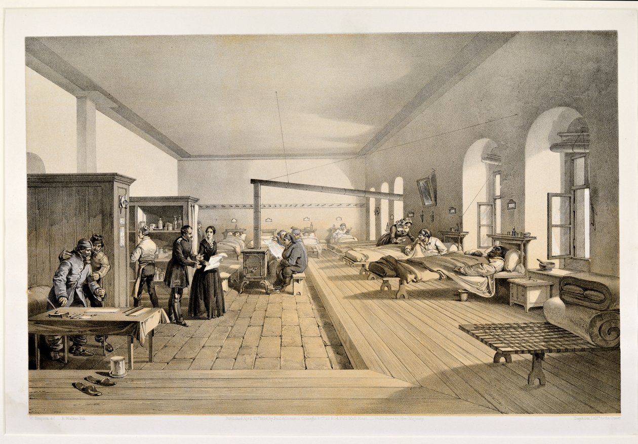 Uma Ala no Hospital de Scutari, gravada por E. Walker, 1856 de William Crimea Simpson