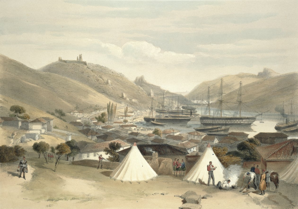Balaclava, olhando para o mar, prato de &39;O assento da guerra no Oriente&39;, 1856 de William Crimea Simpson
