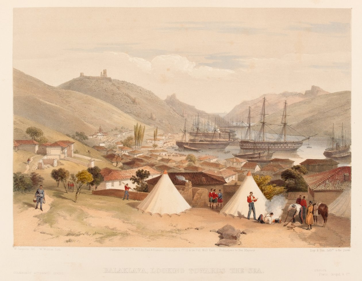  Balaklava, olhando para o mar , 1855 de William Crimea Simpson