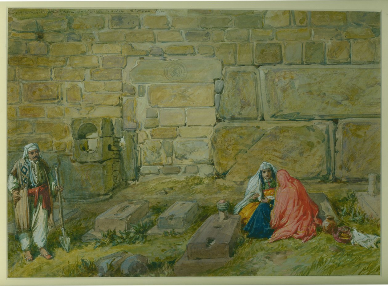 Porta construída na parede leste de Haram, perto de Golden Gate, 1872 (wc e lápis sobre papel) de William Crimea Simpson