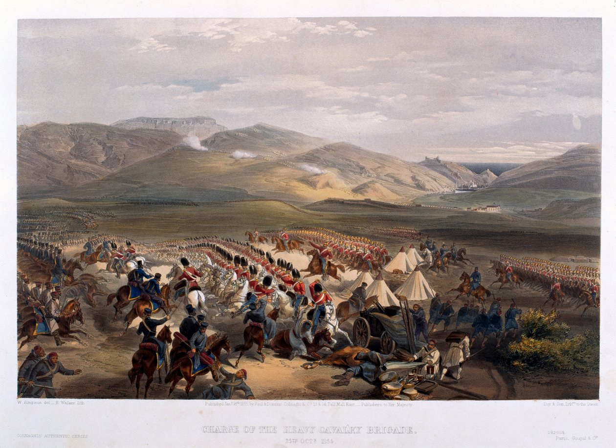 Carga da Brigada Pesada na Batalha de Balaclava, 1854 de William Crimea Simpson