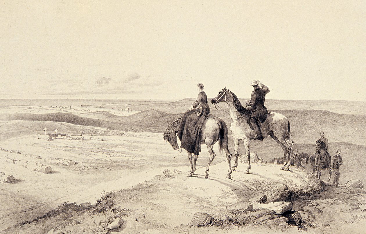 Florence Nightingale e Mr Bracebridge na colina de Cathcarts com vista para Sebastopol de William Crimea Simpson