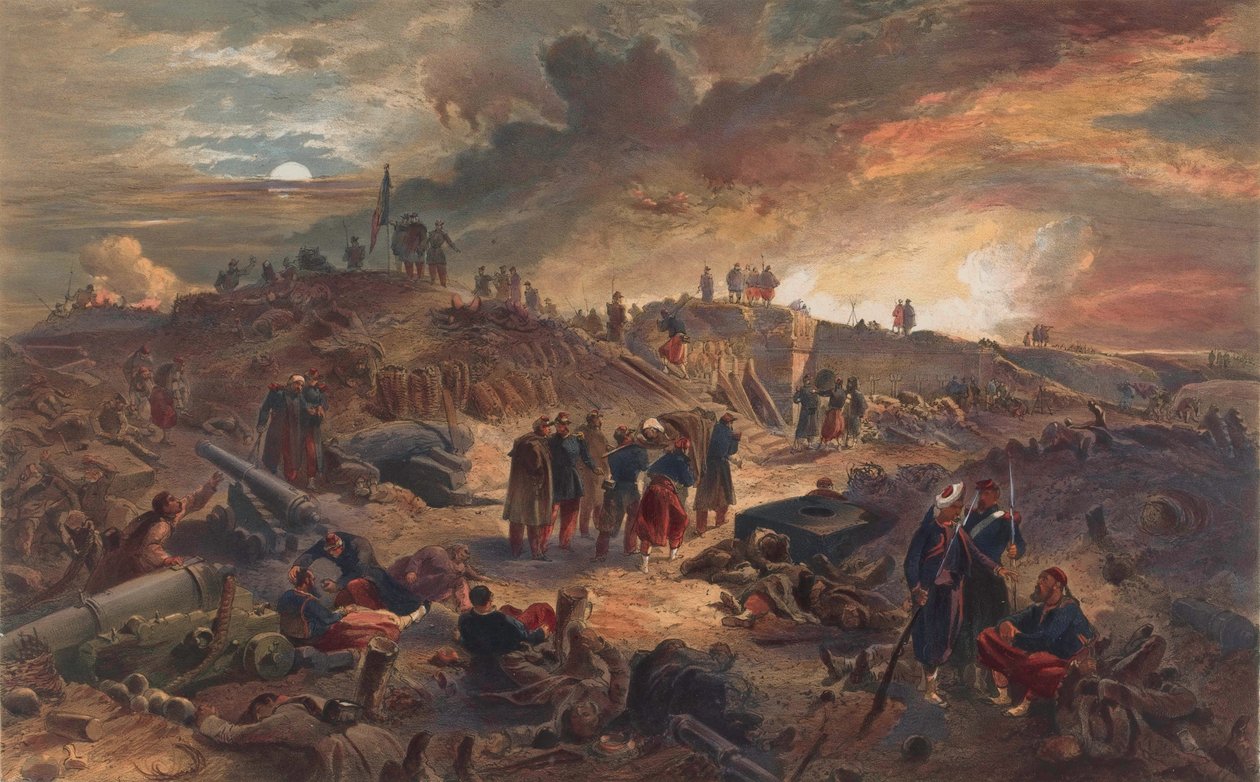  Interior do Malakoff com os restos da torre redonda de William Crimea Simpson