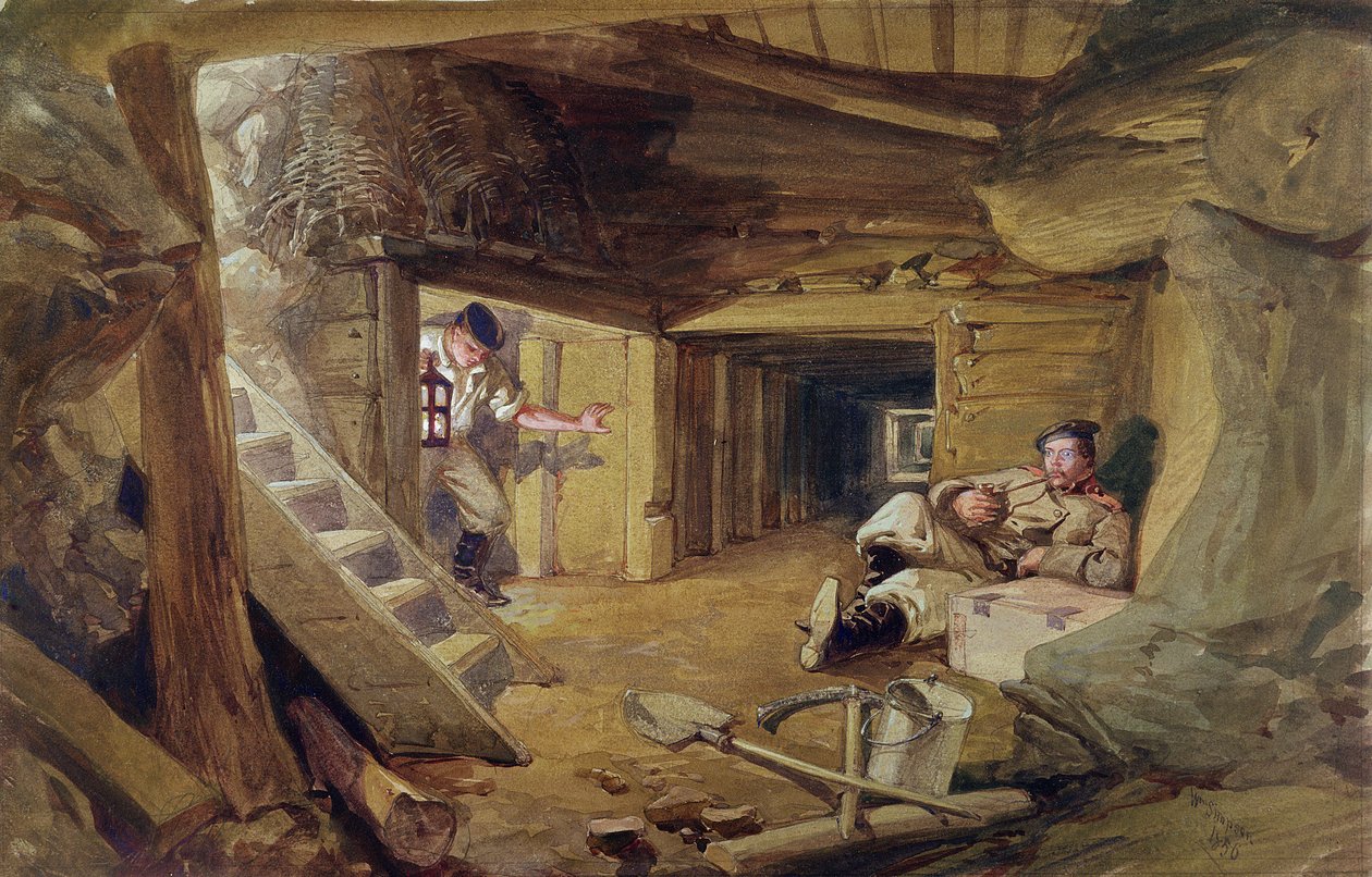 Mina no Bastion du Mat, Sebastopol, Crimeia (wc no papel) de William Crimea Simpson